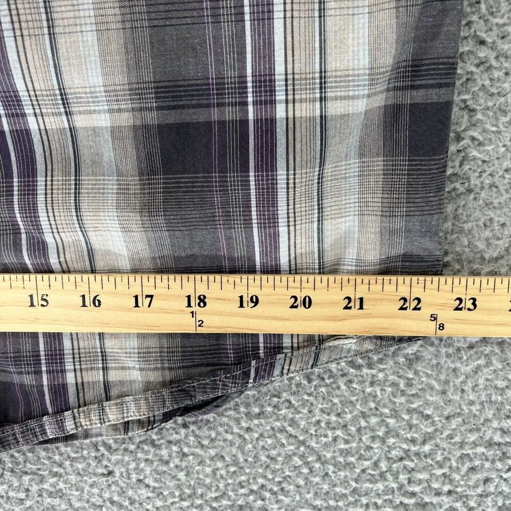 prAna Mens Large L/S‎ Button Down Tartan Madras Plaid Shirt Snap Hiking Outdoor